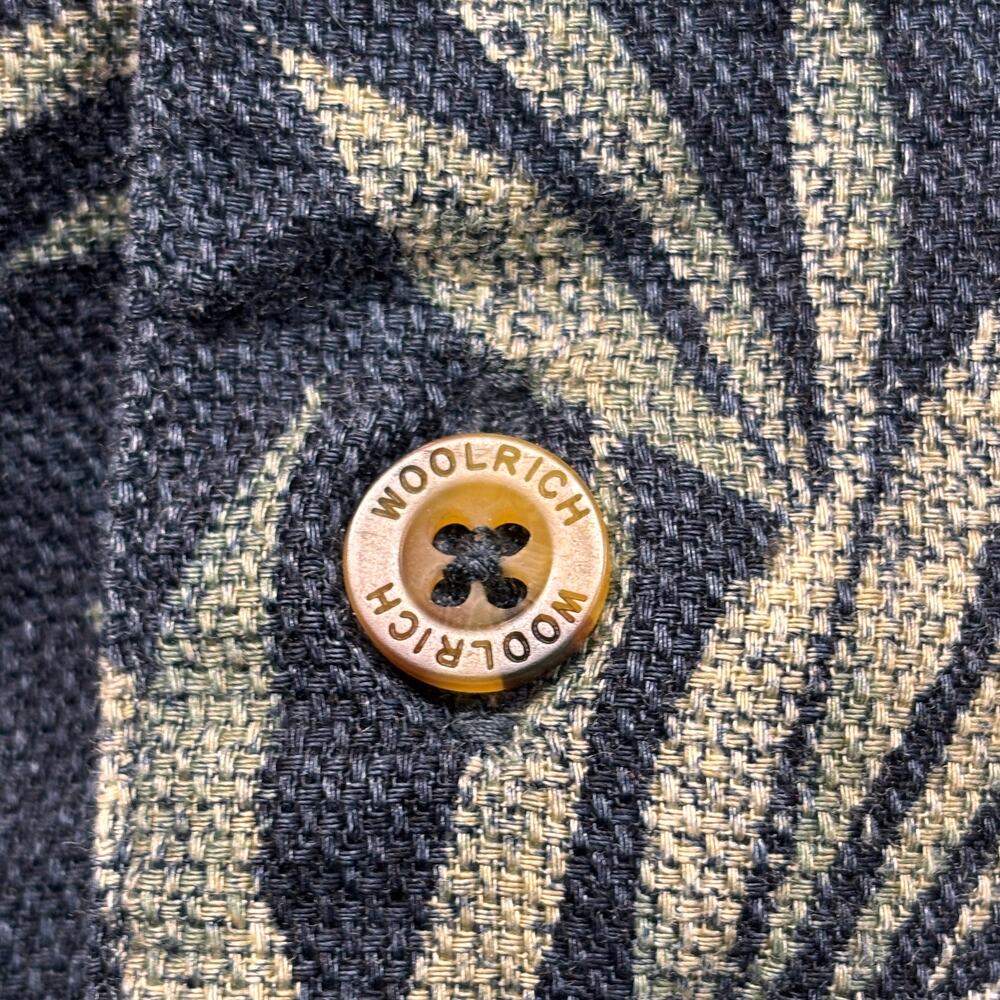 Vintage Woolrich Shirt Mens 2XL XXL Blue Tropical Palm Leaf Aloha Hawaiian Beach - Picture 4 of 8